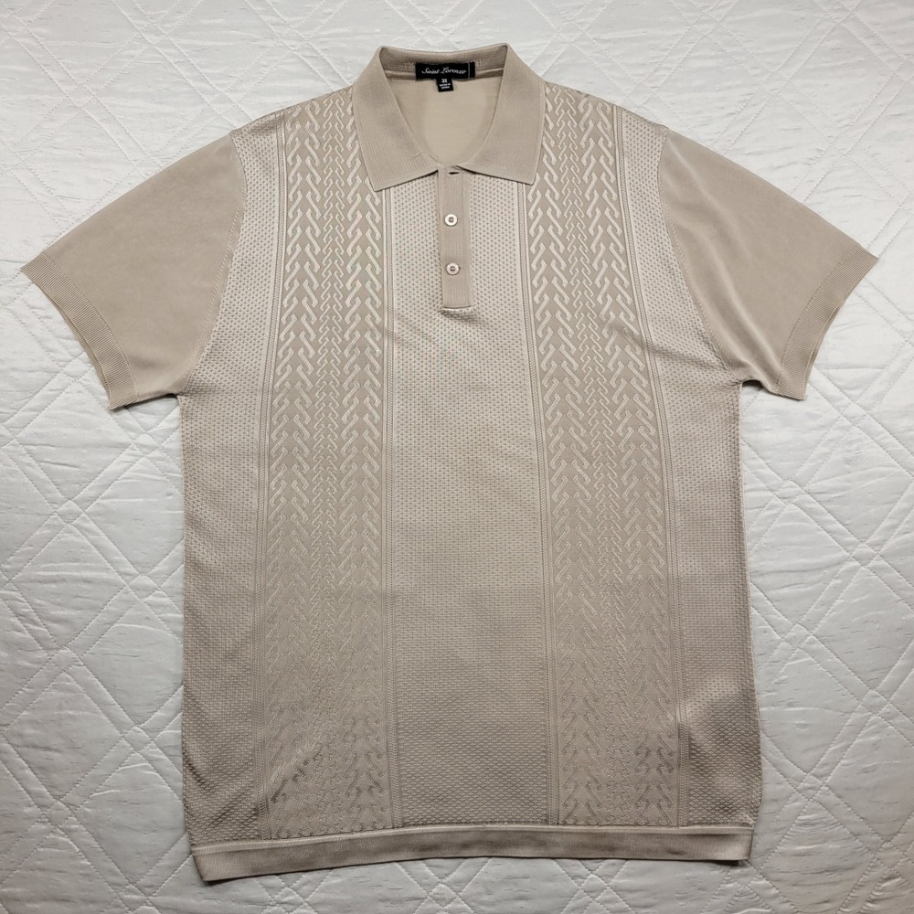 Saint Lorenzo loose knit tan polo shirt size 3X nwot